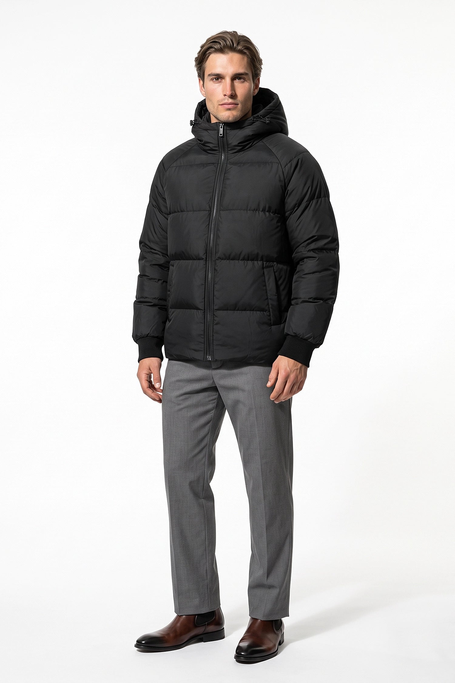 Men’s Winter Warm Hooded Relaxed Fit Puffer Jacket