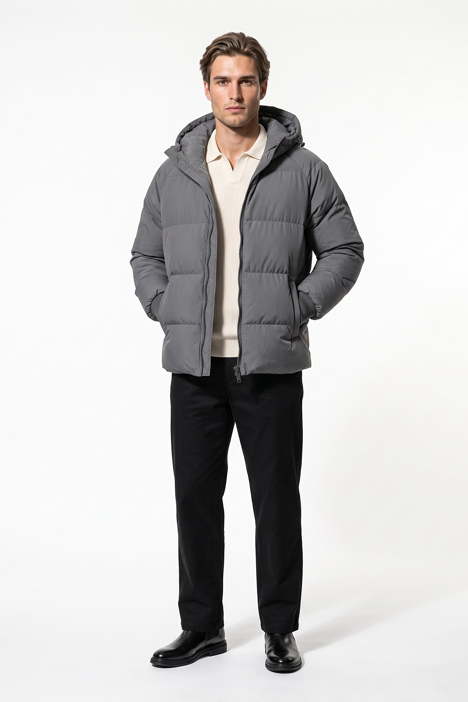 Men’s Winter Warm Hooded Relaxed Fit Puffer Jacket