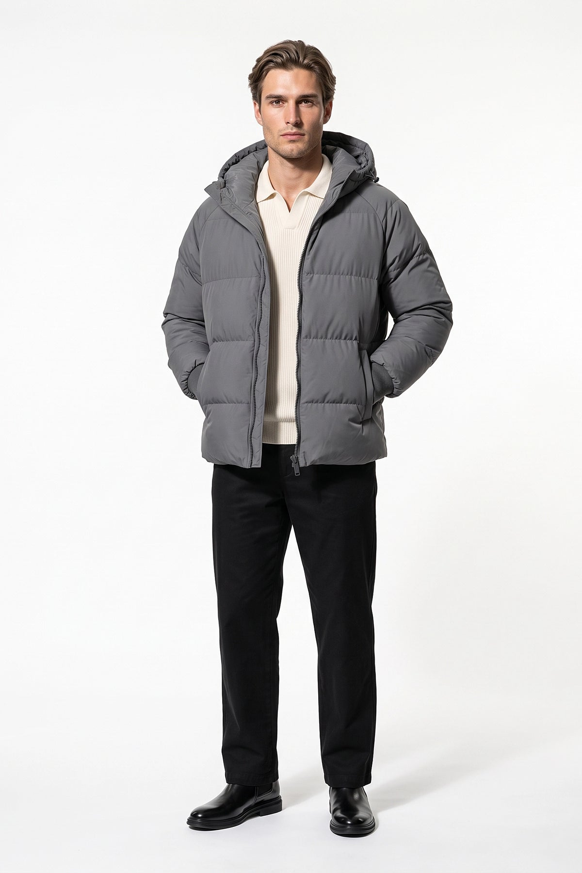 Men’s Winter Warm Hooded Relaxed Fit Puffer Jacket