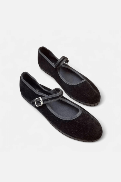 Caurelle | Hand-Stitched Red Cloth Ballet Flats – Effortless Elegance for Every Step