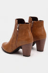 Women's Winter Versatile Leather Ankle Boots Side Zip and Round Toe