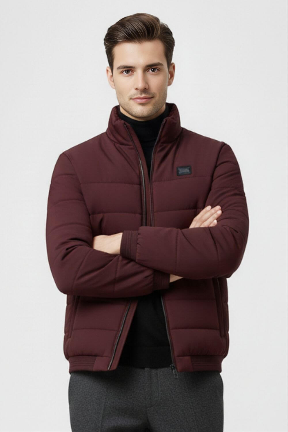 Caurelle | Men’s Stand-Collar Puffer Jacket with Fleece Lining