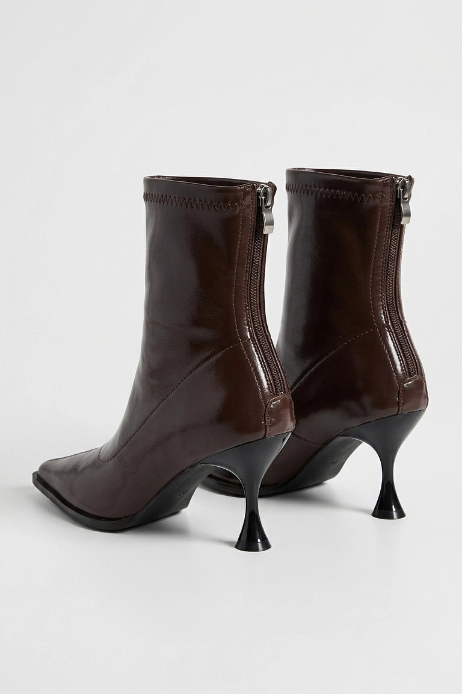Women’s Pointed Toe High Heeled Ankle Boots with Back Zip