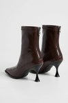 Women’s Pointed Toe High Heeled Ankle Boots with Back Zip