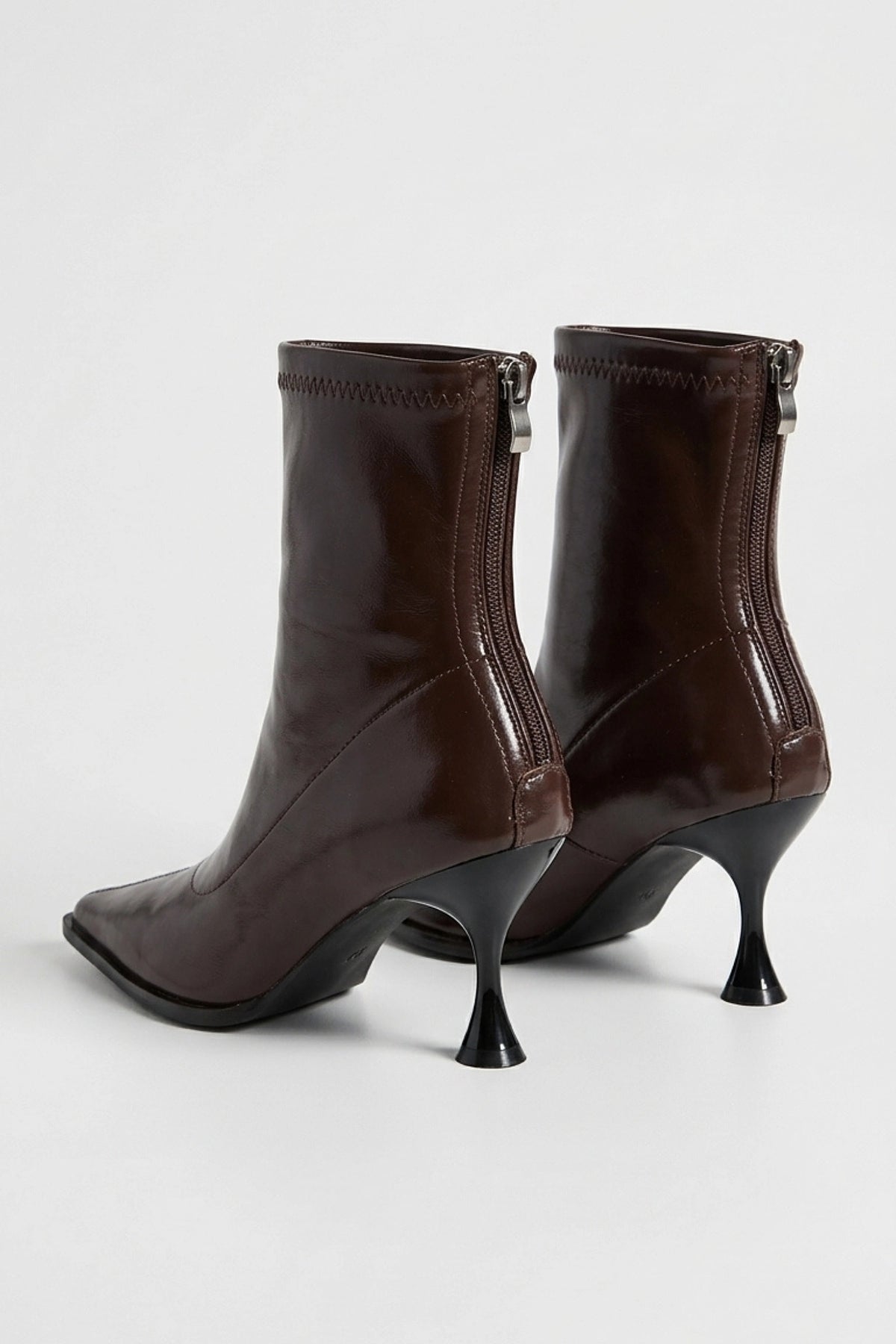 Women’s Pointed Toe High Heeled Ankle Boots with Back Zip