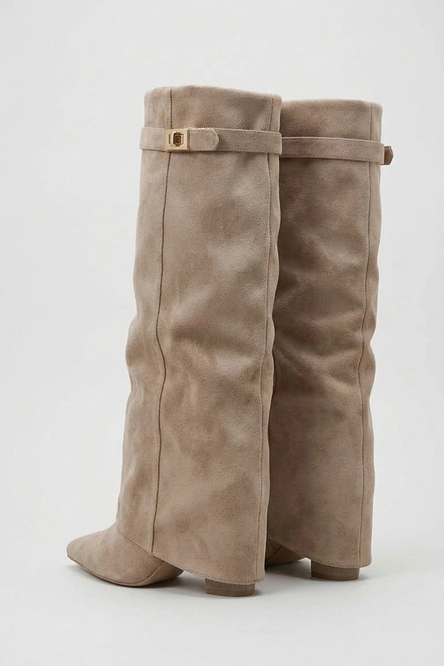 Women’s Slouch Pointed Toe Knee High Boots Low Heel