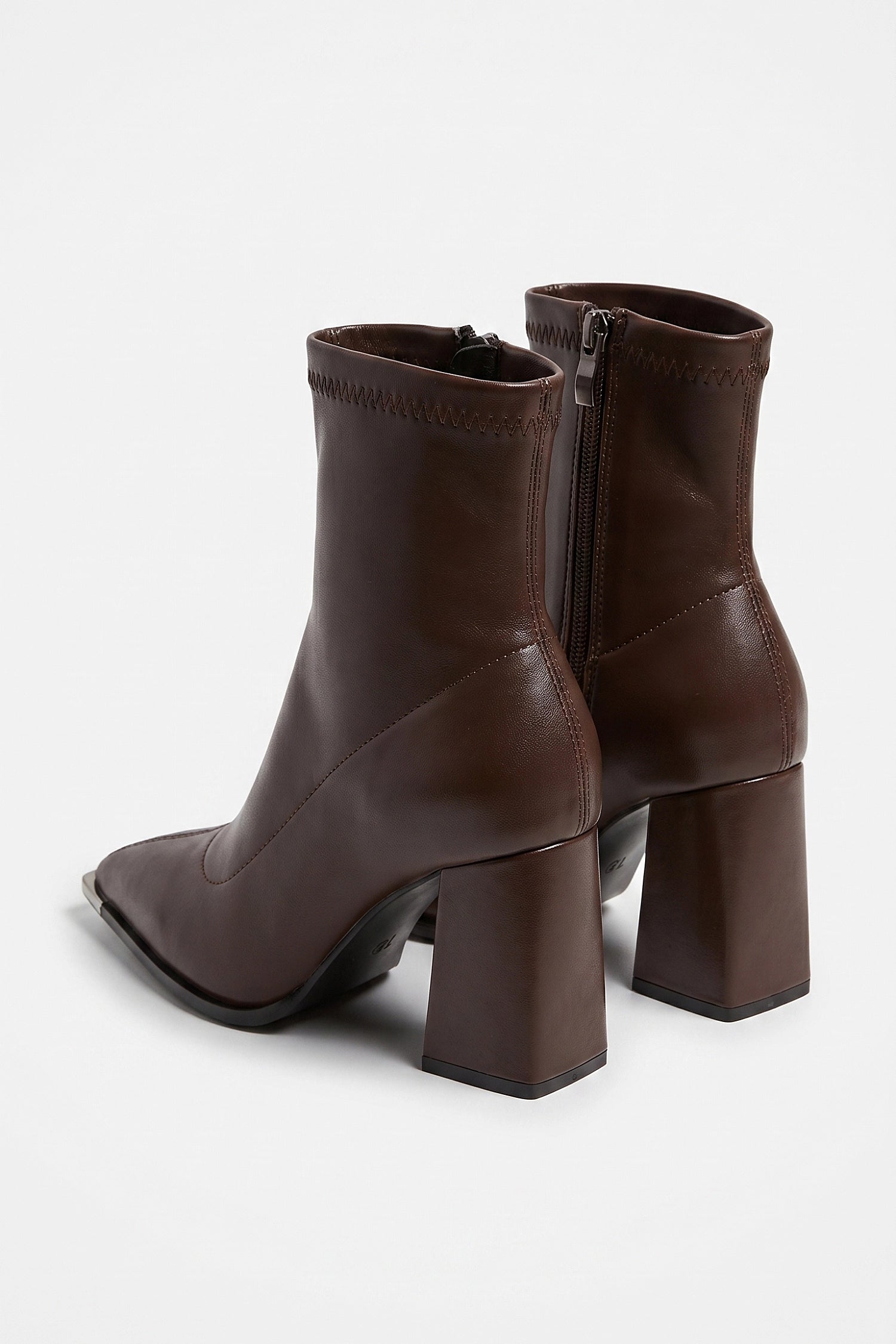 Women's Winter Block Heel Pointed Toe Leather Ankle Boots