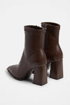 Women's Winter Block Heel Pointed Toe Leather Ankle Boots