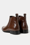 Men’s Easy Wear Glossy Leather Chelsea Boots with Low Heel