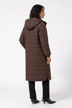 Women's Winter Warm Longline Quilted Coat with Hood