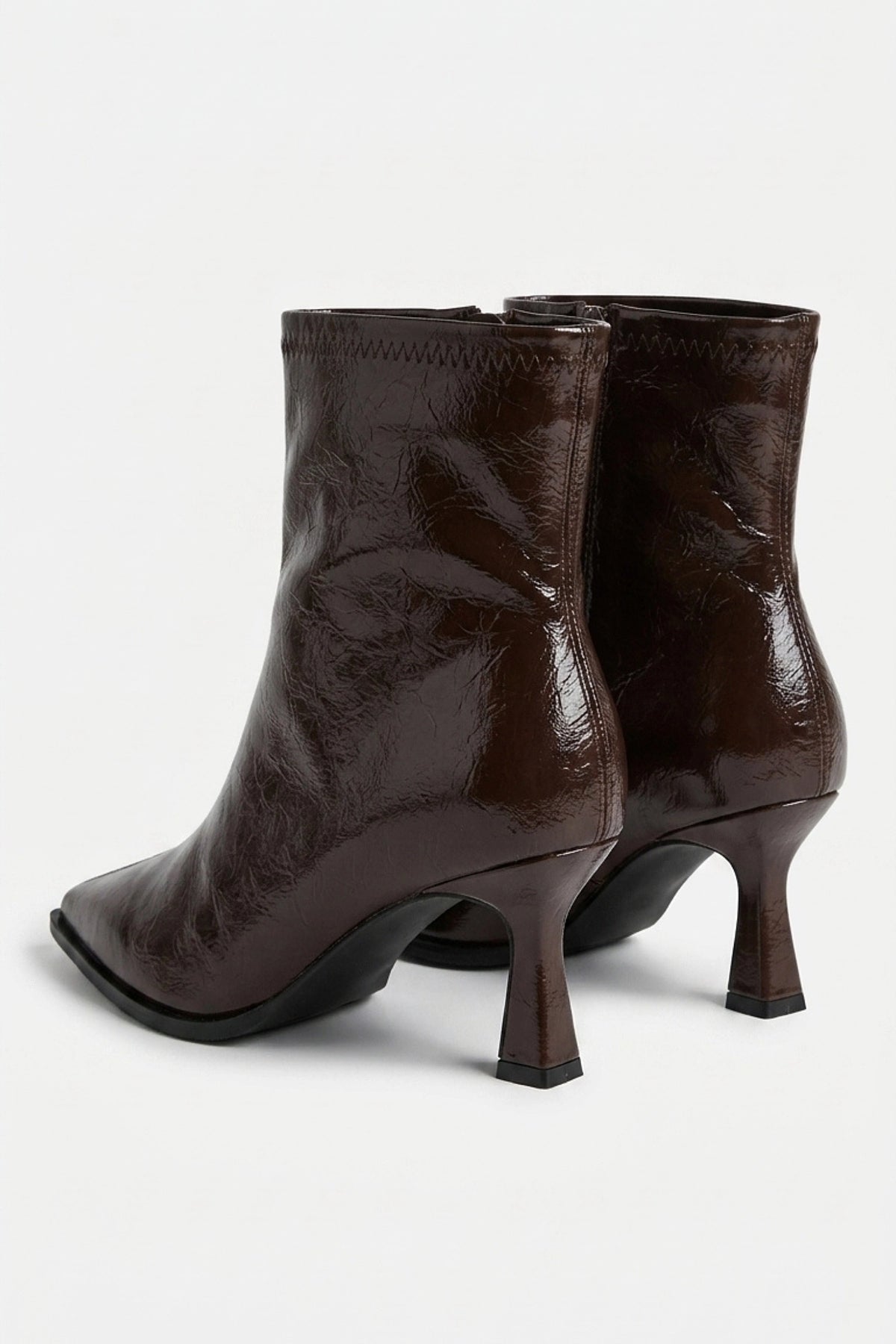Women’s Leather Pointed Toe High Heel Ankle Boots with Side Zip