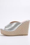 Women's Wedge Mule Sandals with Raffia Platform Sole