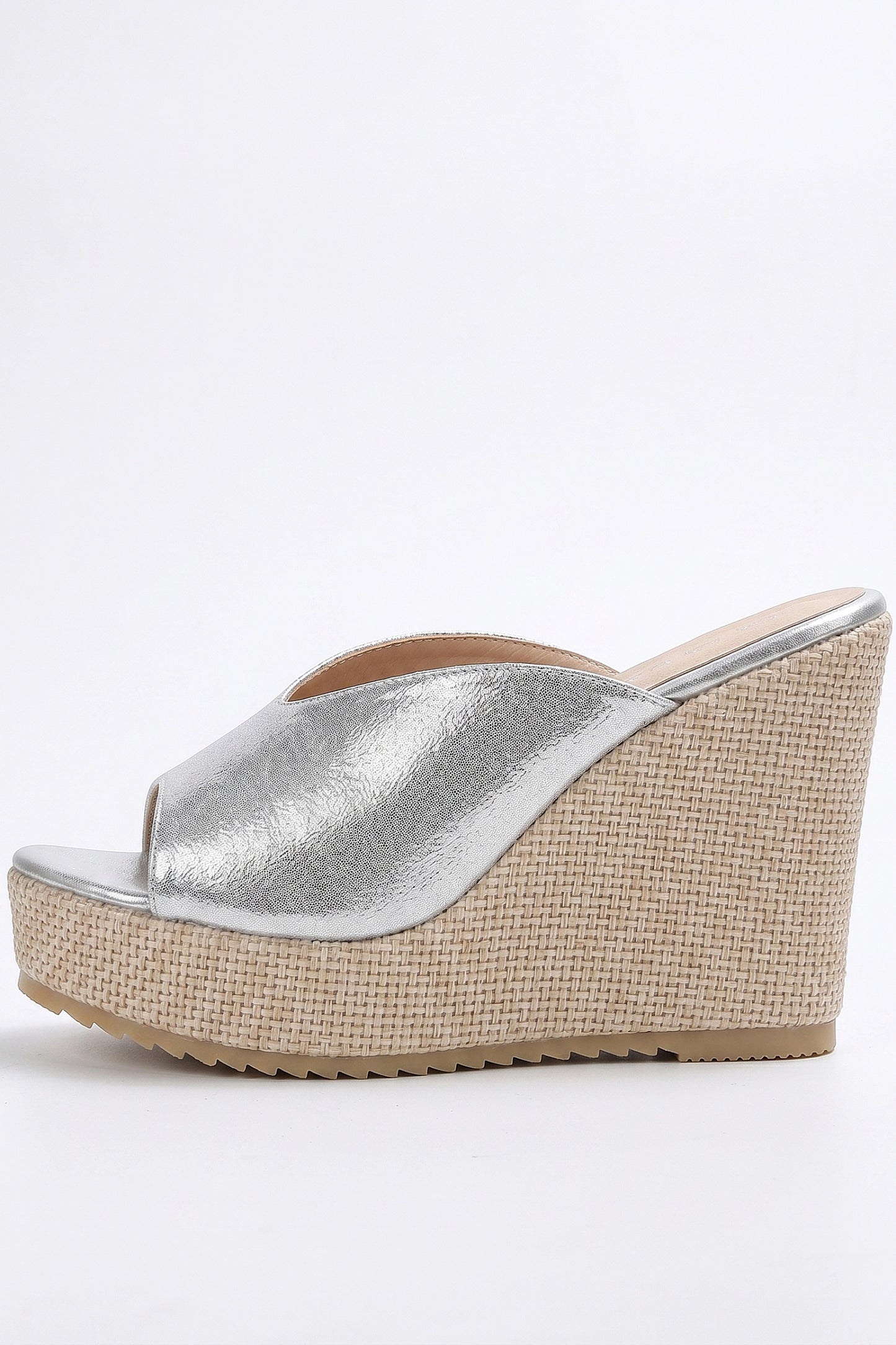 Women's Wedge Mule Sandals with Raffia Platform Sole
