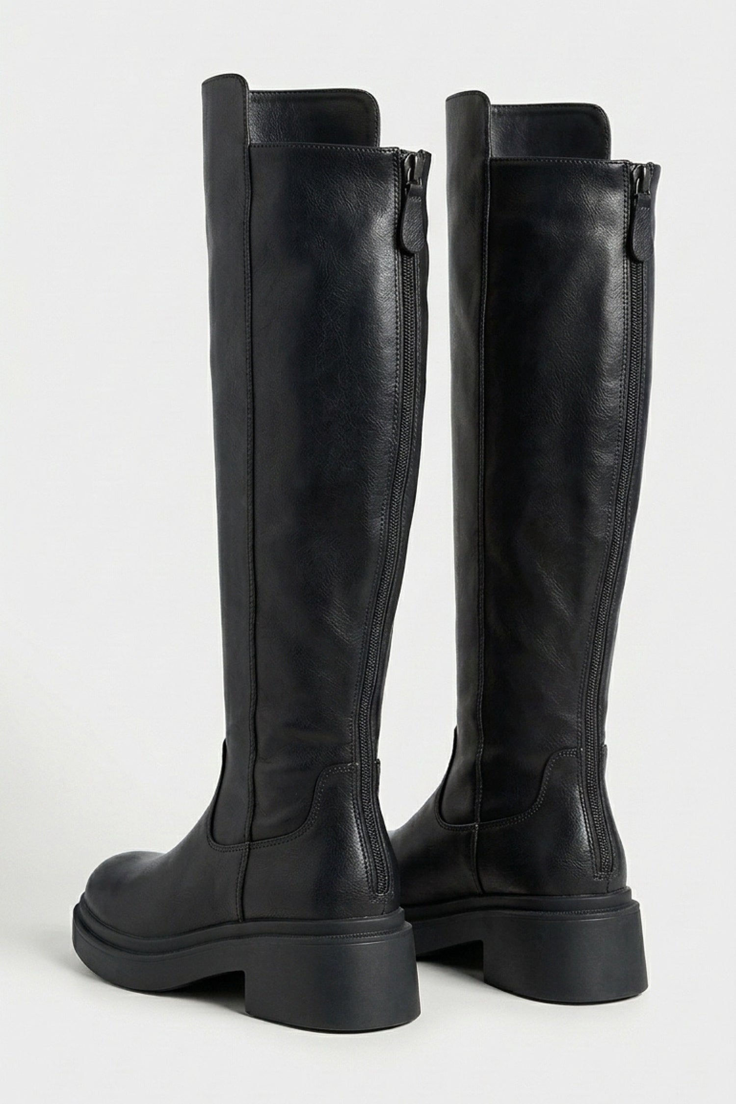 Women’s Winter Chunky Block Heel Knee High Boots with Back Zipper