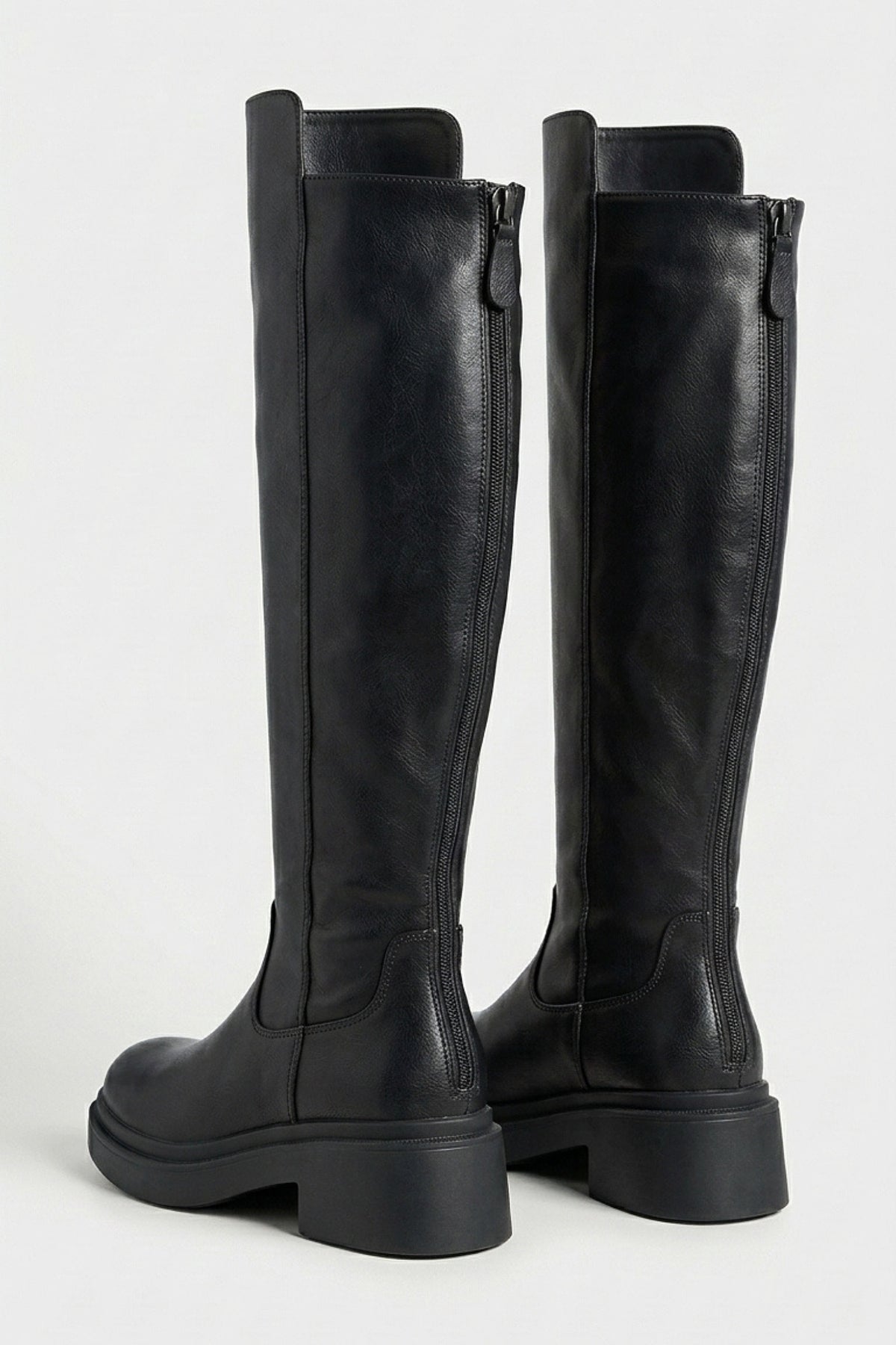 Women’s Winter Chunky Block Heel Knee High Boots with Back Zipper