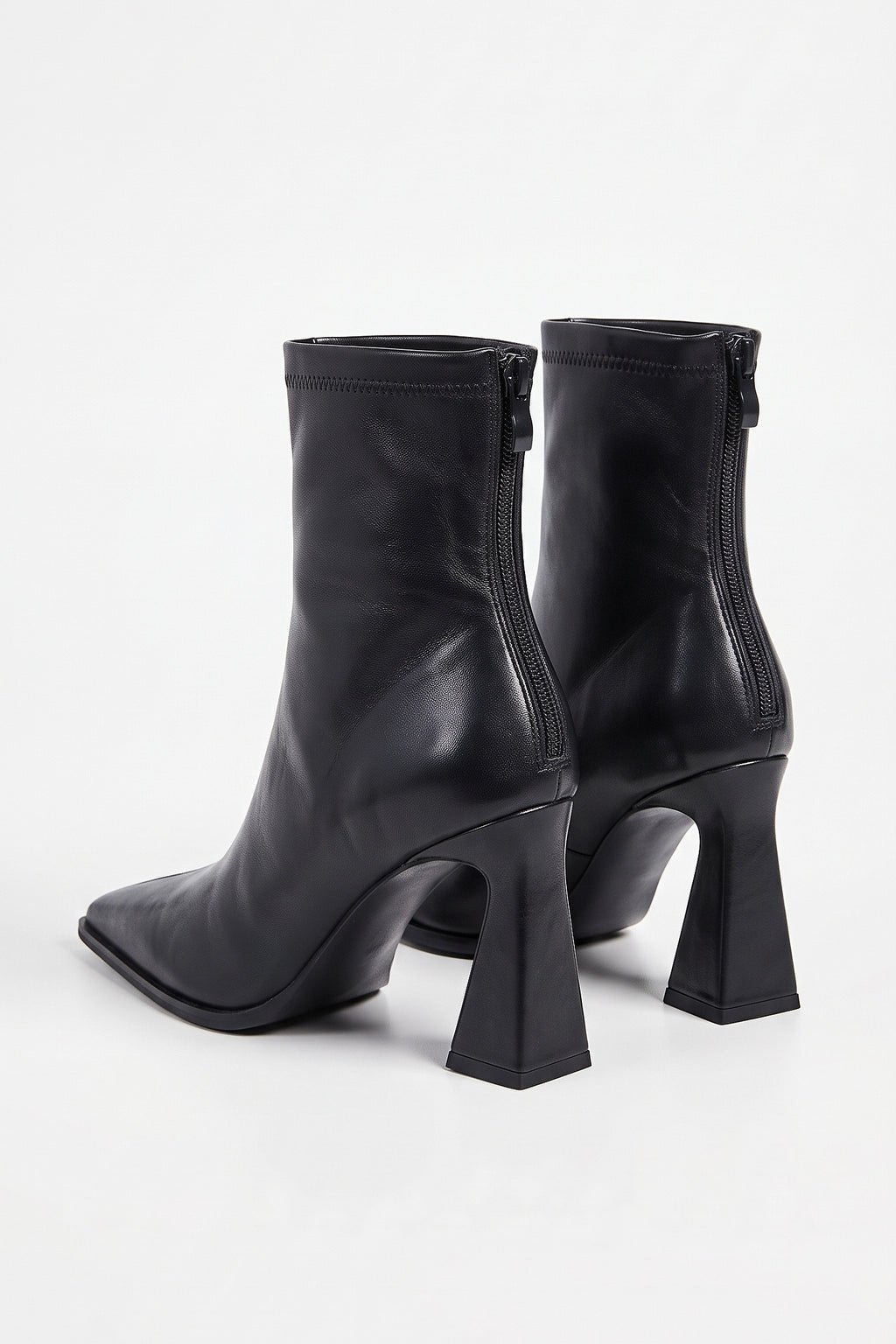 Women's Stylish Leather Ankle Boots Pointed Toe with Flared Block Heel