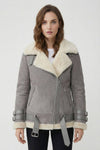 Caurelle | Women’s Faux Fur Lapel Jacket - Refined Belted Silhouette