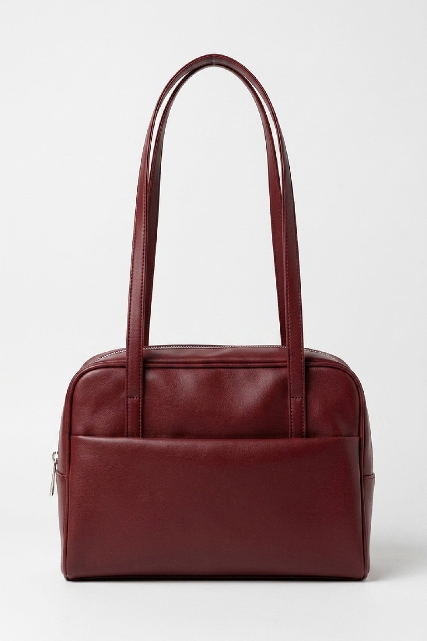 Women's Spacious Leather Shoulder Bag with Double Handle