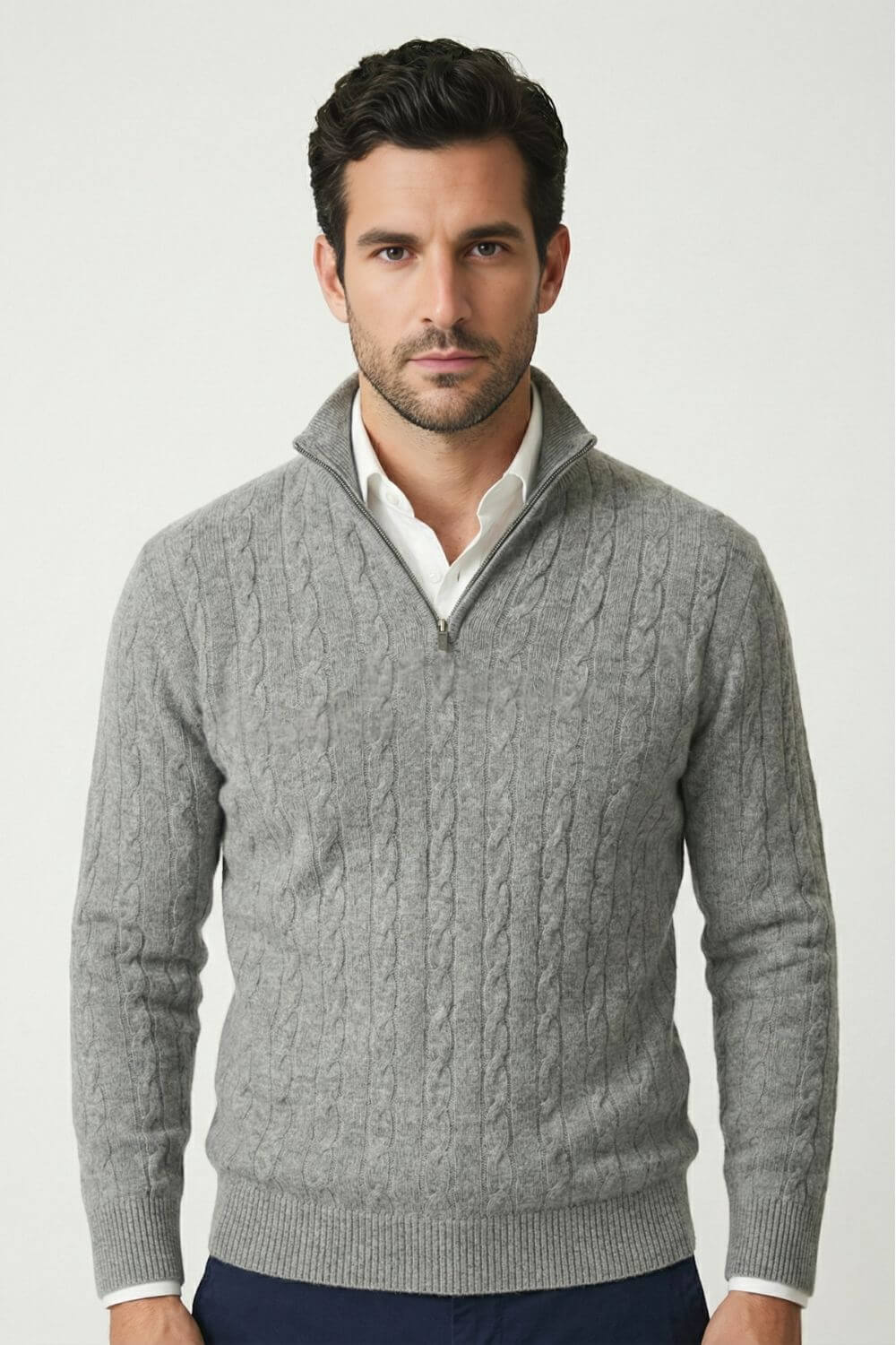 Caurelle | Men’s Cable Knitted Half Zip Jumper