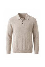 Men's Winter Warm Ribbed Knitted Polo Jumper with Button Neck