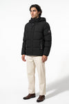 Men’s Winter Warm Black Fleece Lined Puffer Jacket with Hood