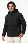 Men’s Winter Warm Black Fleece Lined Puffer Jacket with Hood