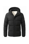 Men’s Winter Warm Black Fleece Lined Puffer Jacket with Hood