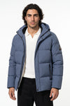 Men’s Winter Warm Light Blue Fleece Lined Puffer Jacket with Hood