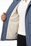 Men’s Winter Warm Light Blue Fleece Lined Puffer Jacket with Hood