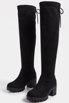 Women’s Winter Chunky Suede Knee High Boots with Drawstring
