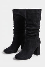 Women’s Winter Suede Slouch Block Heel Knee High Boots