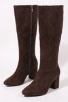 Women's Winter Block Heel Suede Knee High Boots