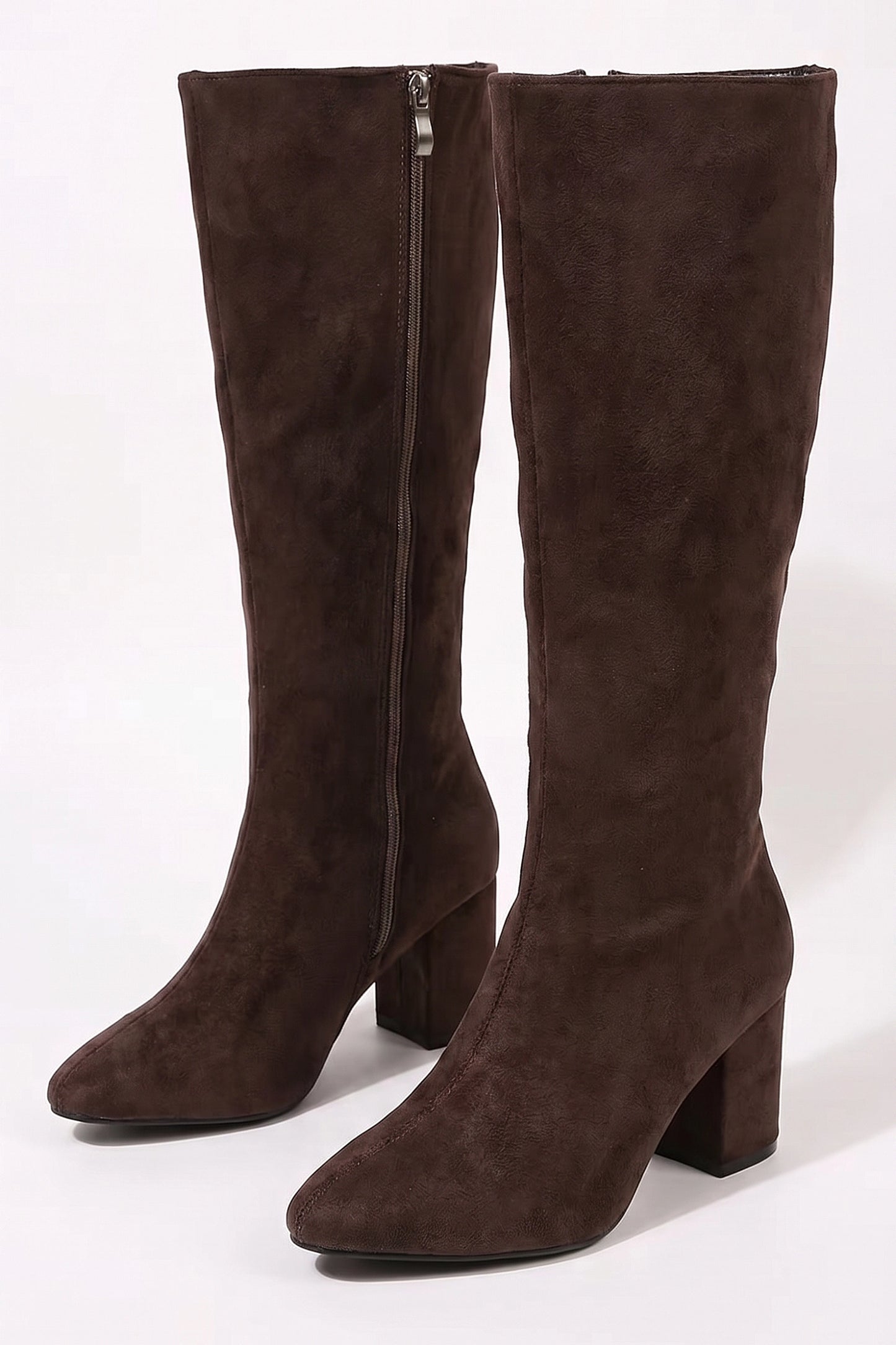 Women's Winter Block Heel Suede Knee High Boots