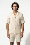 Men's Ribbed Knit Resort Shirt and Shorts set with Camp Collar