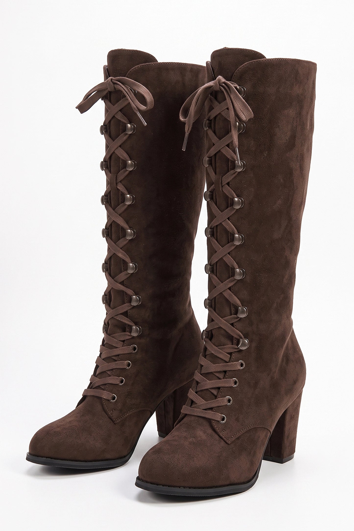 Women's Winter Lace Up Suede Warm Knee High Boots