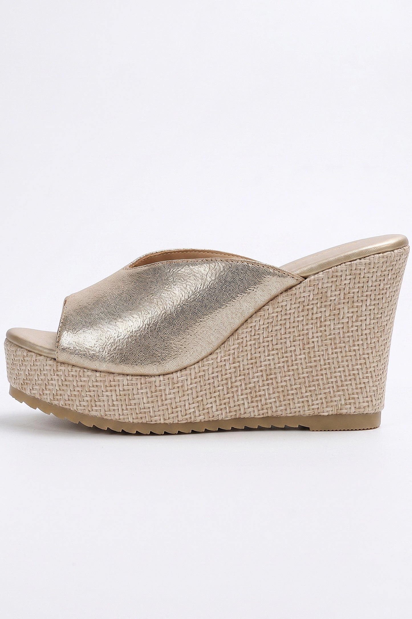 Women's Wedge Mule Sandals with Raffia Platform Sole