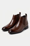 Men’s Easy Wear Glossy Leather Chelsea Boots with Low Heel