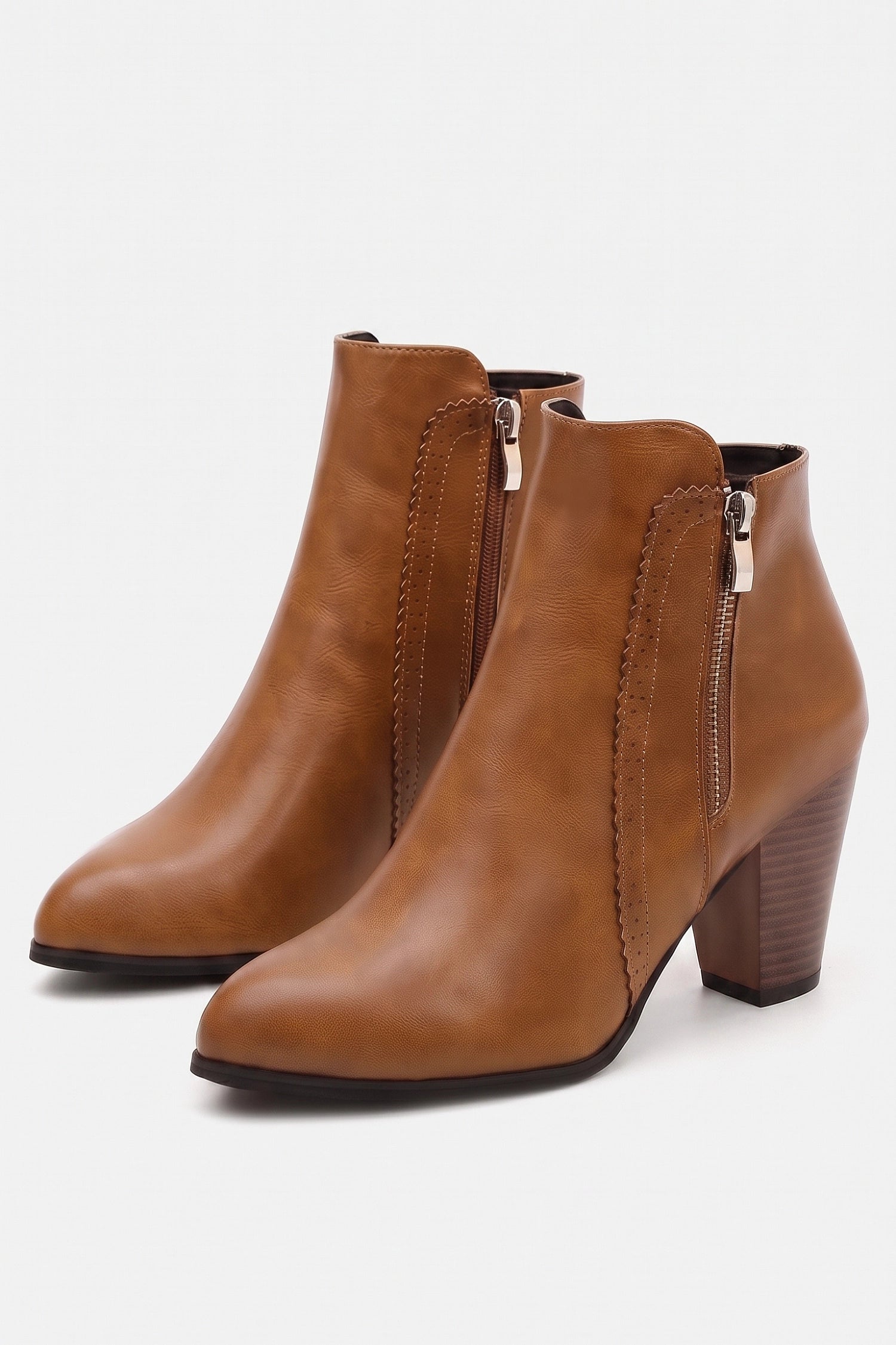 Women's Winter Versatile Leather Ankle Boots Side Zip and Round Toe