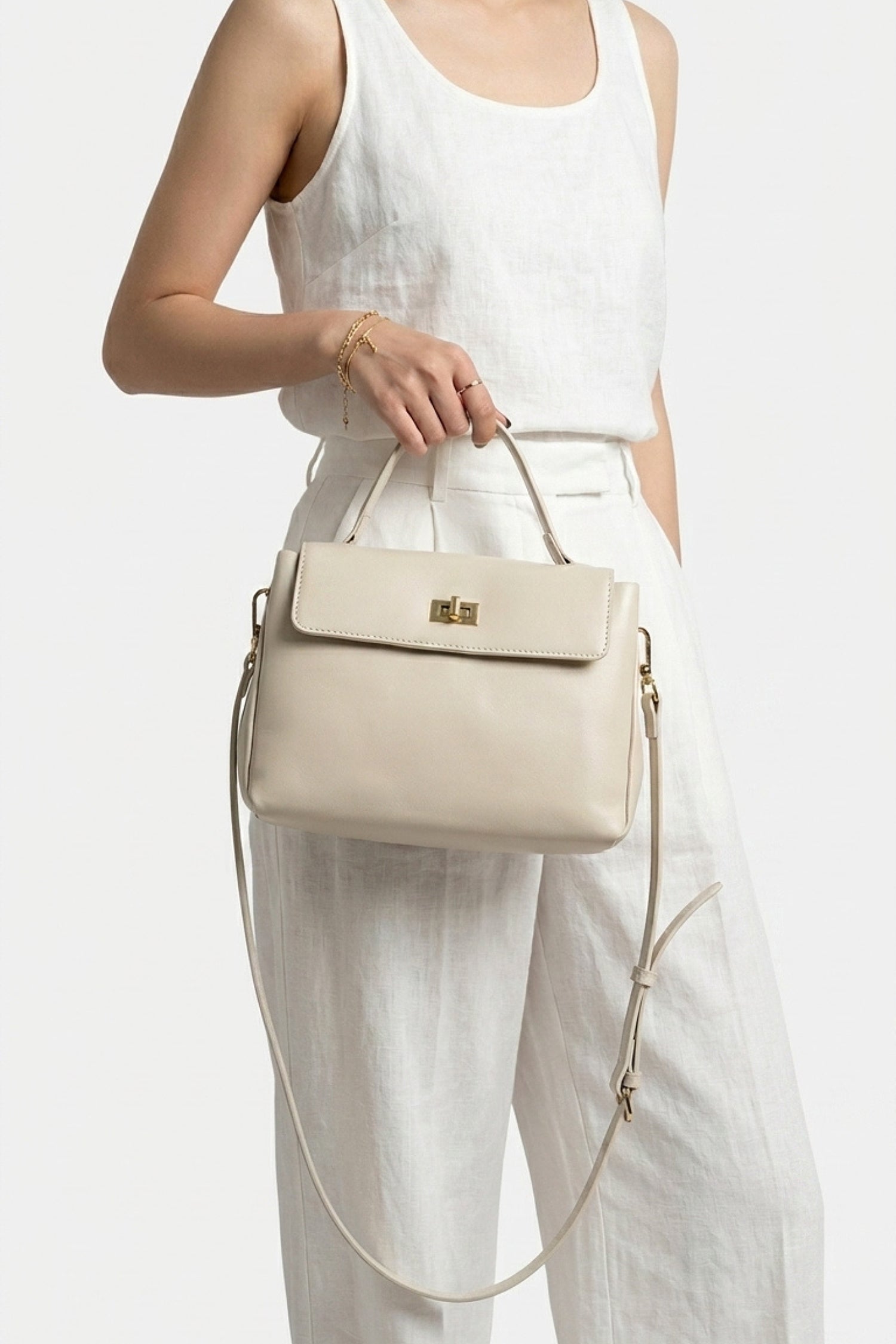 Women's Versatile Genuine Leather Satchel Crossbody Bag with Top Handle