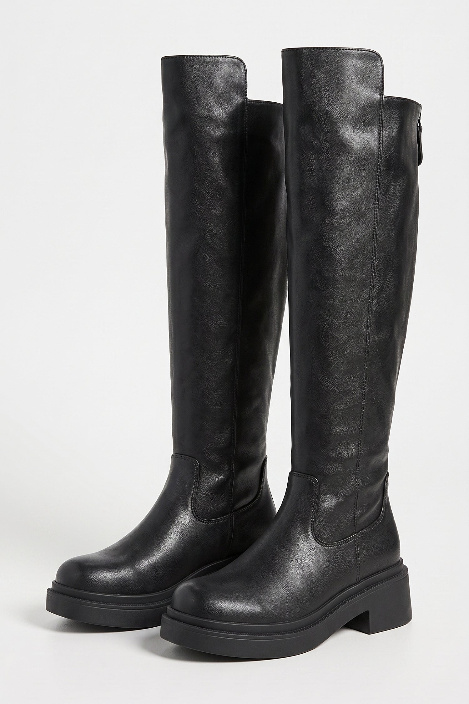 Women’s Winter Chunky Block Heel Knee High Boots with Back Zipper