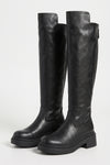 Women’s Winter Chunky Block Heel Knee High Boots with Back Zipper