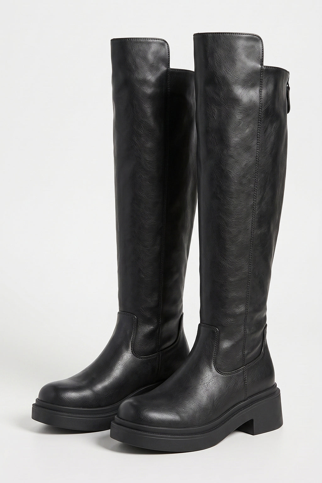 Women’s Winter Chunky Block Heel Knee High Boots with Back Zipper