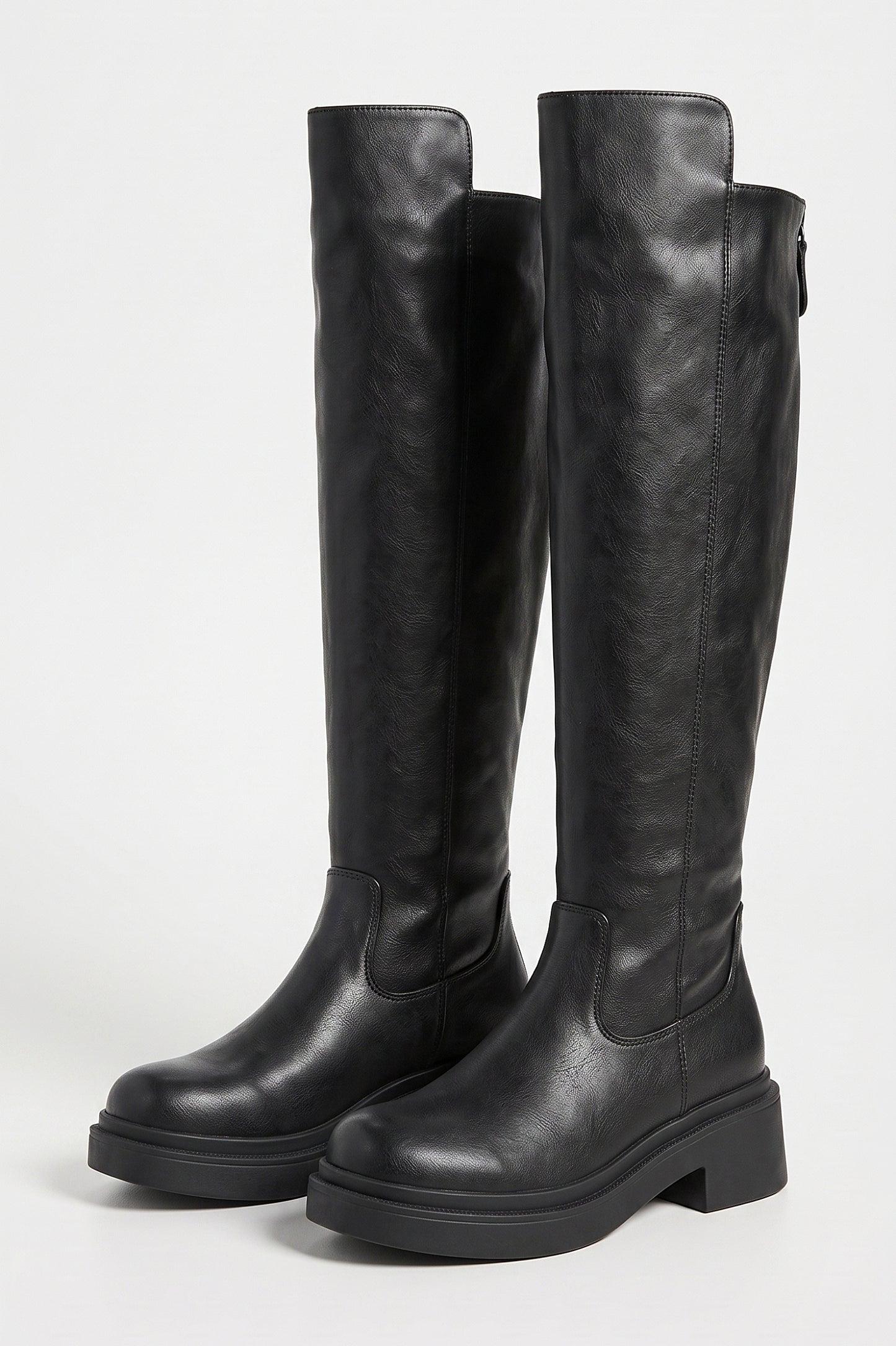 Women’s Winter Chunky Block Heel Knee High Boots with Back Zipper