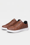 Men's Comfortable Leather Trainers with Low Top and Lace Up