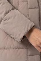 Women's Winter Warm Longline Puffer Coat with Hood and Waist Belt