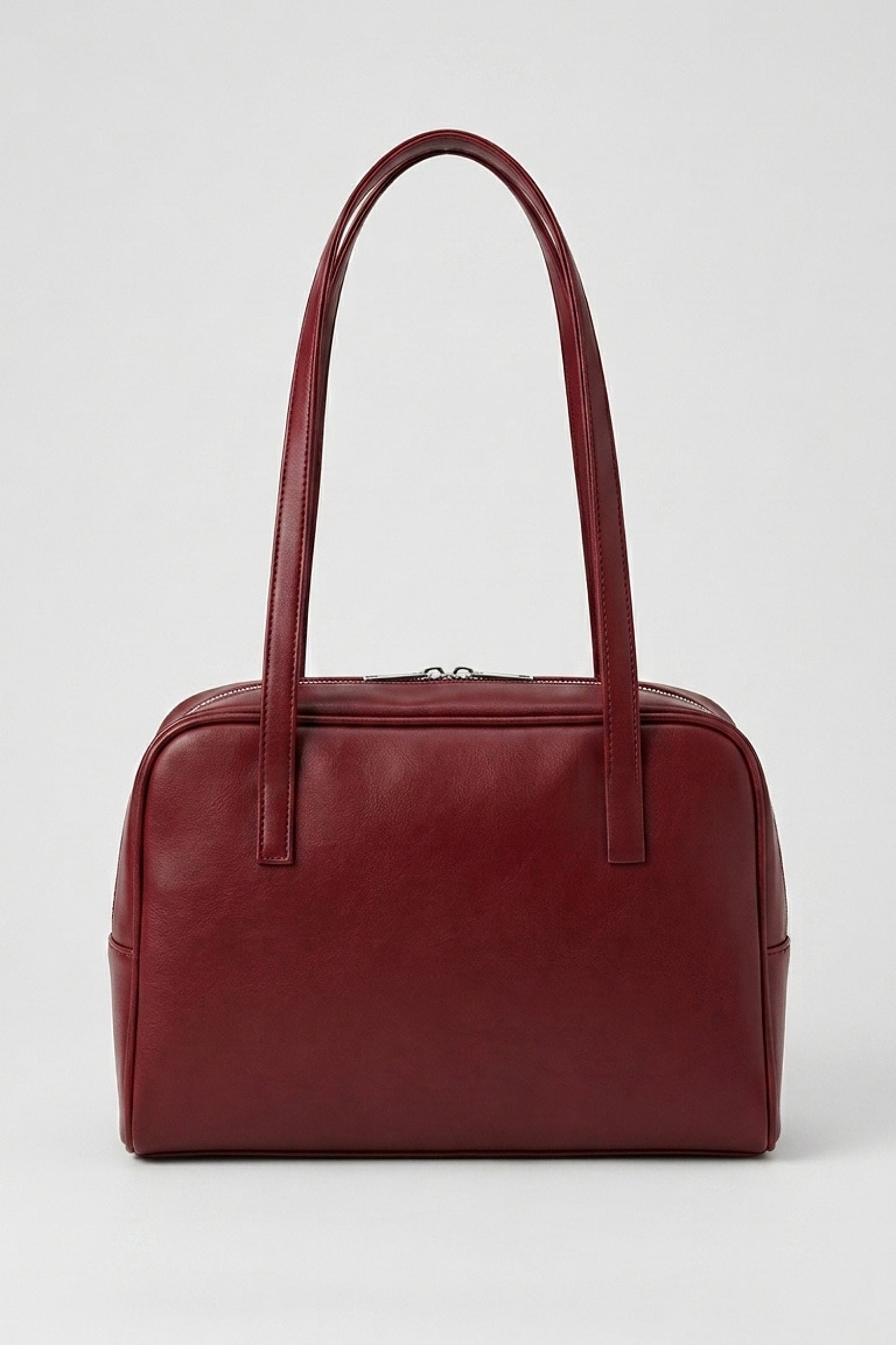 Women's Spacious Leather Shoulder Bag with Double Handle
