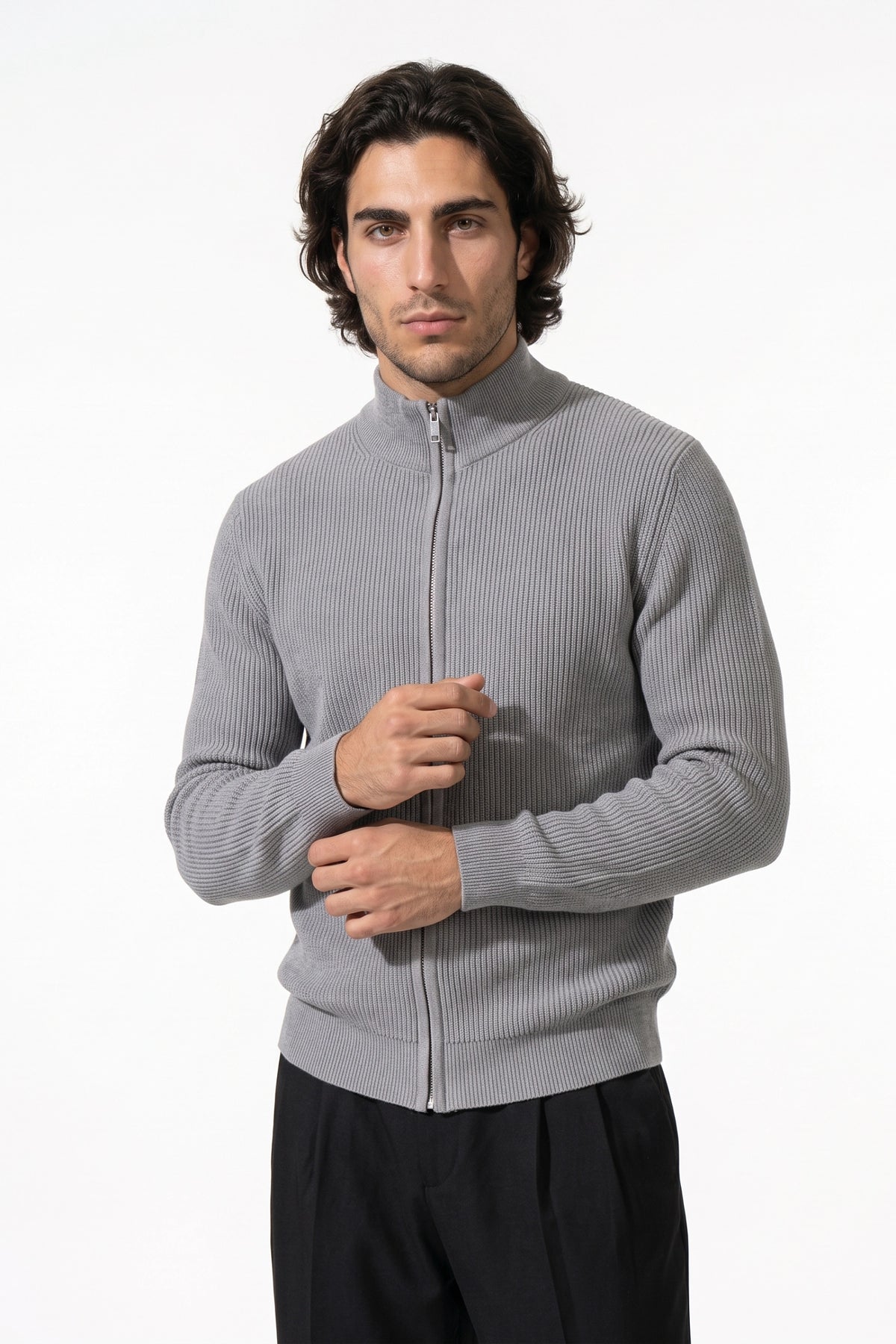 Men’s Winter Warm Ribbed Knit Cardigan Full Zip
