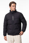 Men’s Winter Warm Black Puffer Jacket with Stand Collar