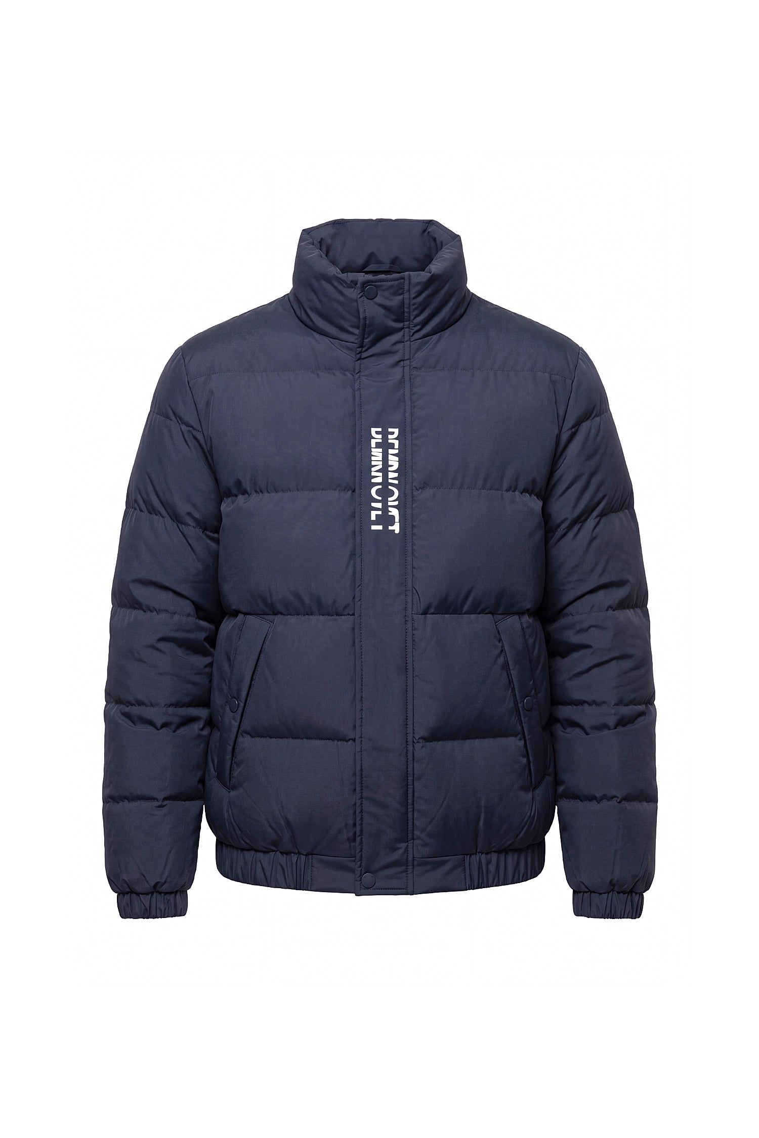 Men’s Winter Warm Navy Blue Puffer Jacket with Stand Collar