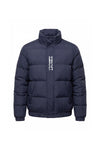 Men’s Winter Warm Navy Blue Puffer Jacket with Stand Collar